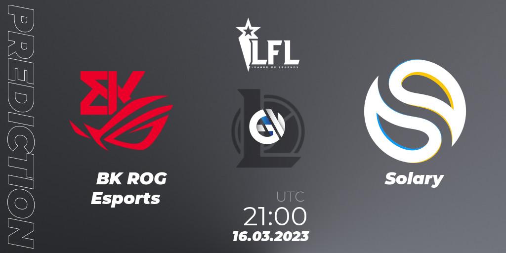 BK ROG Esports vs Solary: Betting TIp, Match Prediction. 16.03.2023 at 21:00. LoL, LFL Spring 2023 - Group Stage