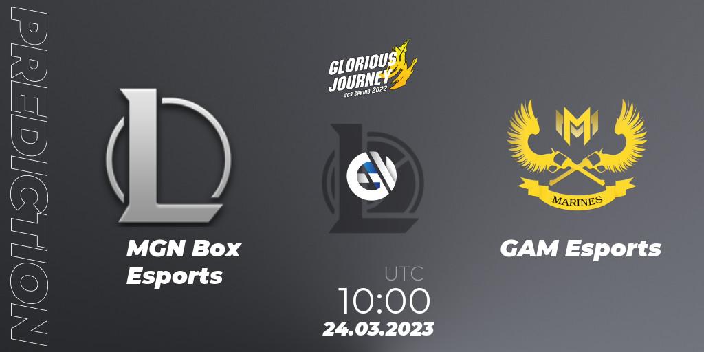 MGN Box Esports vs GAM Esports: Betting TIp, Match Prediction. 02.03.2023 at 13:10. LoL, VCS Spring 2023 - Group Stage