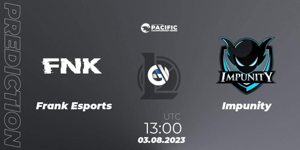 Frank Esports vs Impunity: Betting TIp, Match Prediction. 04.08.23. LoL, PACIFIC Championship series Group Stage