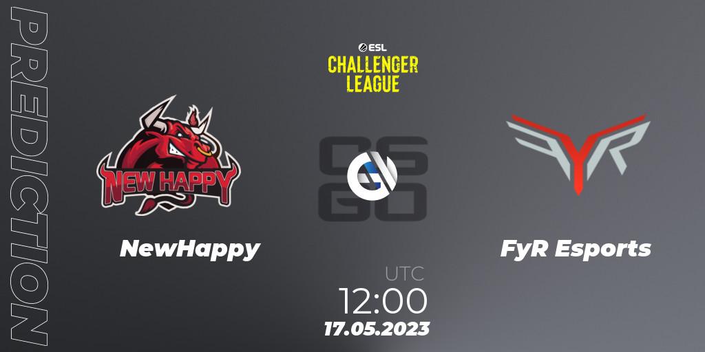 NewHappy vs FyR Esports: Betting TIp, Match Prediction. 17.05.2023 at 12:00. Counter-Strike (CS2), ESL Challenger League Season 45: Asia-Pacific