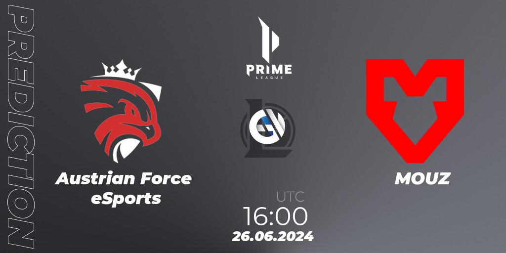Austrian Force eSports vs MOUZ: Betting TIp, Match Prediction. 26.06.2024 at 16:00. LoL, Prime League Summer 2024