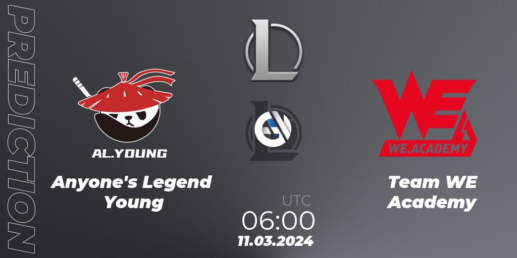 Anyone's Legend Young vs Team WE Academy: Betting TIp, Match Prediction. 11.03.24. LoL, LDL 2024 - Stage 1