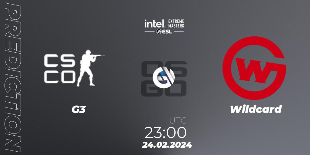 G3 vs Wildcard: Betting TIp, Match Prediction. 24.02.2024 at 23:00. Counter-Strike (CS2), Intel Extreme Masters Dallas 2024: North American Open Qualifier #2