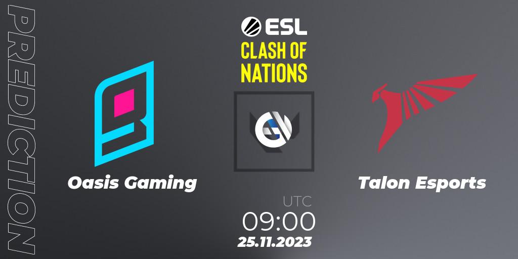 Oasis Gaming vs Talon Esports: Betting TIp, Match Prediction. 25.11.23. VALORANT, ESL Clash of Nations 2023