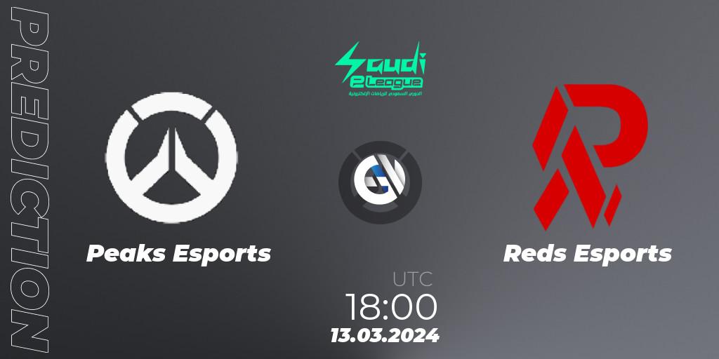 Peaks Esports vs Reds Esports: Betting TIp, Match Prediction. 13.03.2024 at 18:30. Overwatch, Saudi eLeague 2024 - Major 1 / Phase 2