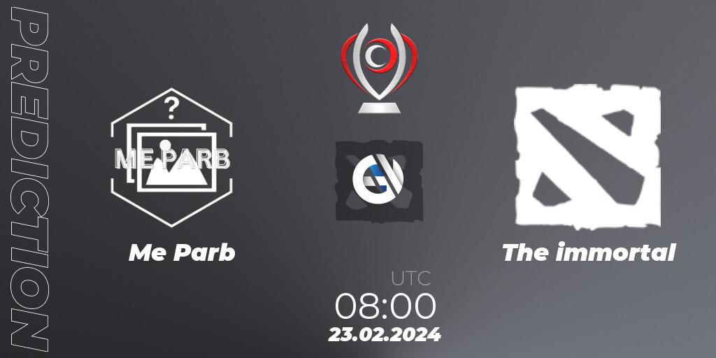 Me Parb vs The immortal: Betting TIp, Match Prediction. 23.02.2024 at 08:00. Dota 2, Opus League