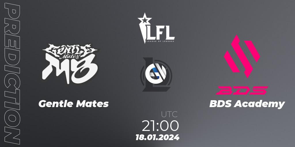 Gentle Mates vs BDS Academy: Betting TIp, Match Prediction. 18.01.2024 at 21:00. LoL, LFL Spring 2024