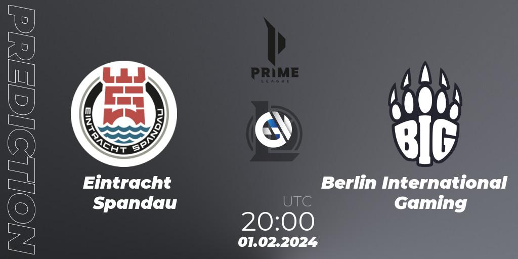 Eintracht Spandau vs Berlin International Gaming: Betting TIp, Match Prediction. 01.02.24. LoL, Prime League Spring 2024 - Group Stage
