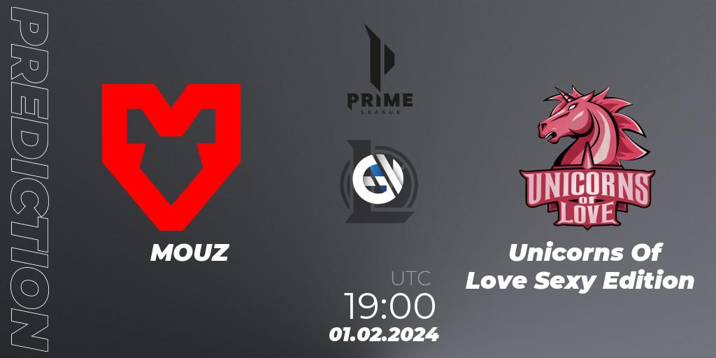 MOUZ vs Unicorns Of Love Sexy Edition: Betting TIp, Match Prediction. 01.02.24. LoL, Prime League Spring 2024 - Group Stage