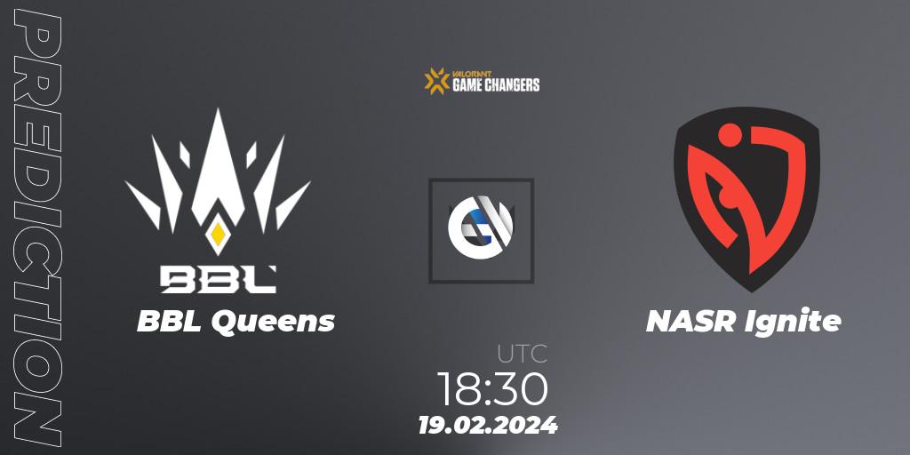 BBL Queens vs NASR Ignite: Betting TIp, Match Prediction. 19.02.2024 at 19:45. VALORANT, VCT 2024: Game Changers EMEA Stage 1