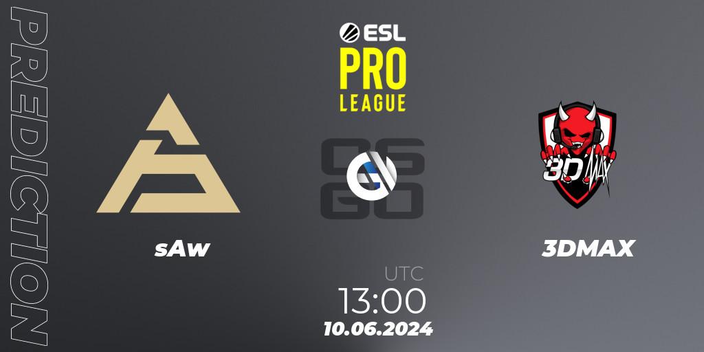 sAw vs 3DMAX: Betting TIp, Match Prediction. 10.06.2024 at 13:00. Counter-Strike (CS2), ESL Pro League Season 20: European Conference