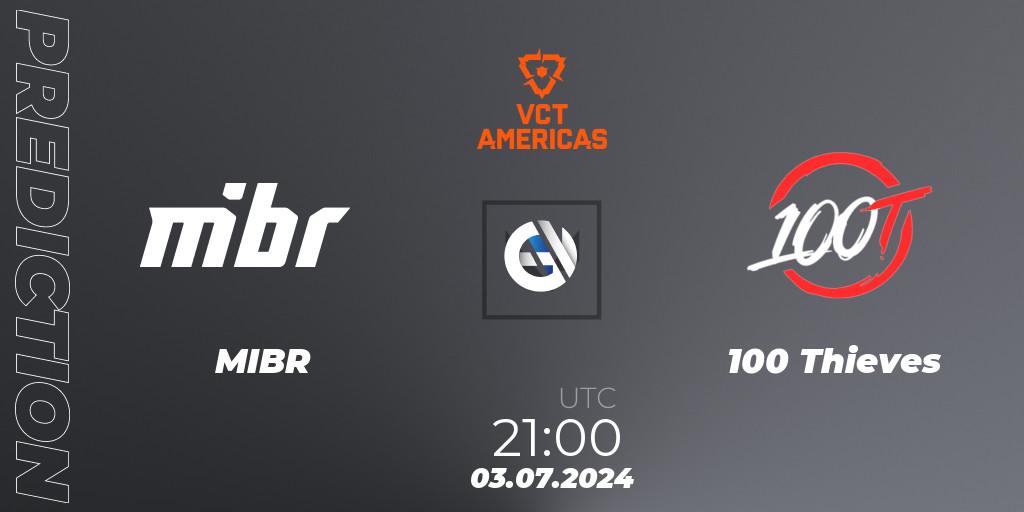 MIBR vs 100 Thieves: Betting TIp, Match Prediction. 03.07.2024 at 21:00. VALORANT, VALORANT Champions Tour 2024: Americas League - Stage 2 - Group Stage