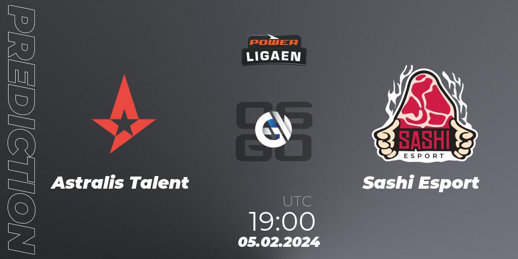Astralis Talent vs Sashi Esport: Betting TIp, Match Prediction. 05.02.2024 at 19:00. Counter-Strike (CS2), Dust2.dk Ligaen Season 25