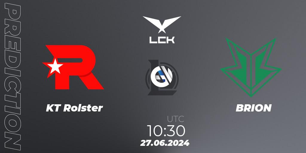 KT Rolster vs BRION: Betting TIp, Match Prediction. 27.06.2024 at 10:30. LoL, LCK Summer 2024 Group Stage