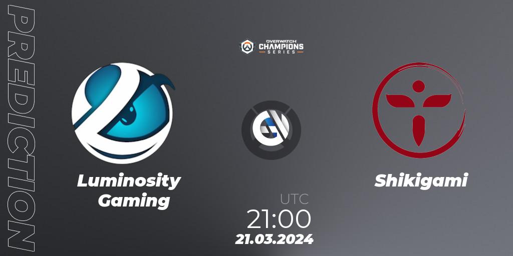 Luminosity Gaming vs Shikigami: Betting TIp, Match Prediction. 21.03.24. Overwatch, Overwatch Champions Series 2024 - North America Stage 1 Main Event