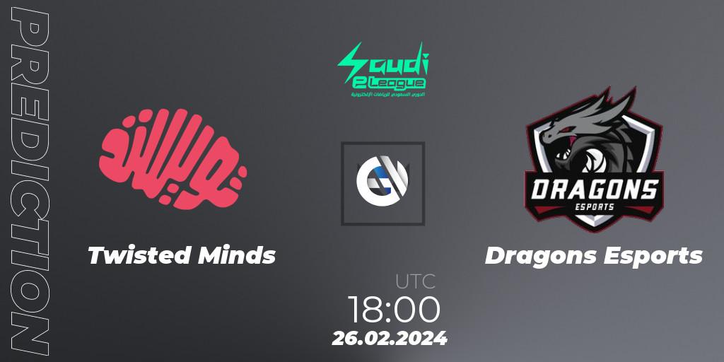 Twisted Minds vs Dragons Esports: Betting TIp, Match Prediction. 26.02.2024 at 18:00. VALORANT, Saudi eLeague 2024: Major 1