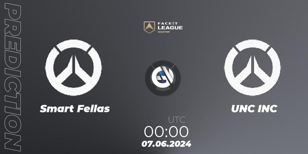 Smart Fellas vs UNC INC: Betting TIp, Match Prediction. 07.06.2024 at 00:00. Overwatch, FACEIT League Season 1 - NA Master Road to EWC