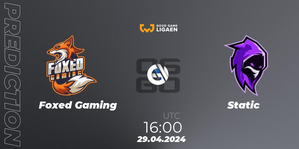 Foxed Gaming vs Static: Betting TIp, Match Prediction. 29.04.2024 at 16:00. Counter-Strike (CS2), Good Game-ligaen Spring 2024