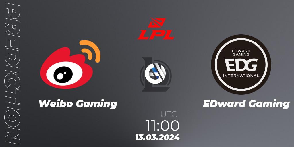 Weibo Gaming vs EDward Gaming: Betting TIp, Match Prediction. 13.03.24. LoL, LPL Spring 2024 - Group Stage