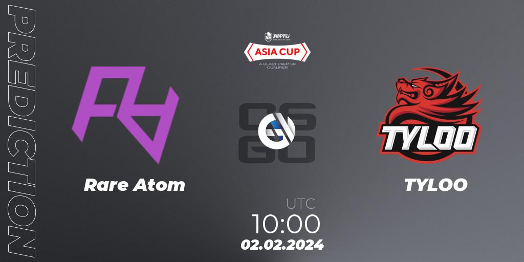 Rare Atom vs TYLOO: Betting TIp, Match Prediction. 02.02.24. CS2 (CS:GO), 5E Arena Asia Cup Spring 2024 - BLAST Premier Qualifier