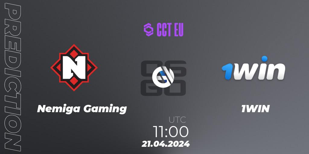 Nemiga Gaming vs 1WIN: Betting TIp, Match Prediction. 21.04.2024 at 11:00. Counter-Strike (CS2), CCT Season 2 Europe Series 1
