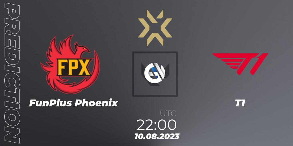 FunPlus Phoenix vs T1: Betting TIp, Match Prediction. 10.08.2023 at 21:40. VALORANT, VALORANT Champions 2023