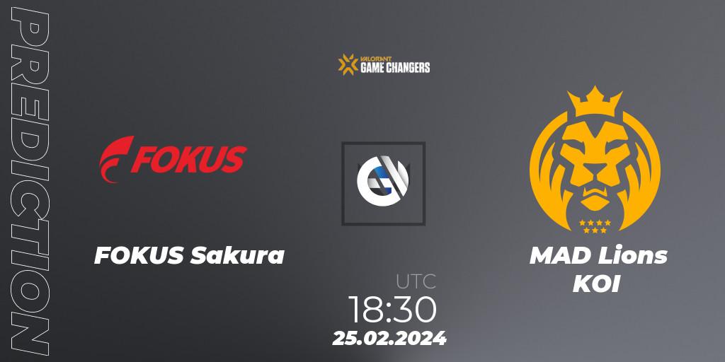 FOKUS Sakura vs MAD Lions KOI: Betting TIp, Match Prediction. 25.02.2024 at 18:30. VALORANT, VCT 2024: Game Changers EMEA Stage 1