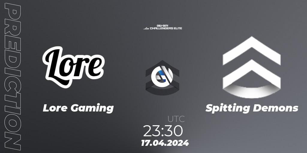 Lore Gaming vs Spitting Demons: Betting TIp, Match Prediction. 24.04.2024 at 21:30. Call of Duty, Call of Duty Challengers 2024 - Elite 2: NA