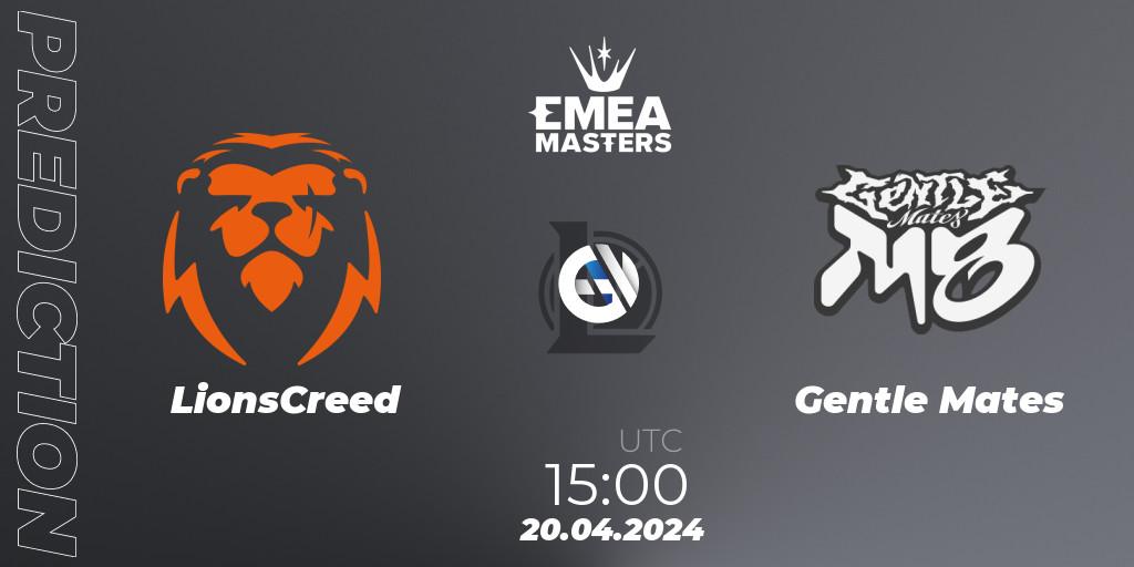LionsCreed vs Gentle Mates: Betting TIp, Match Prediction. 20.04.24. LoL, EMEA Masters Spring 2024 - Group Stage