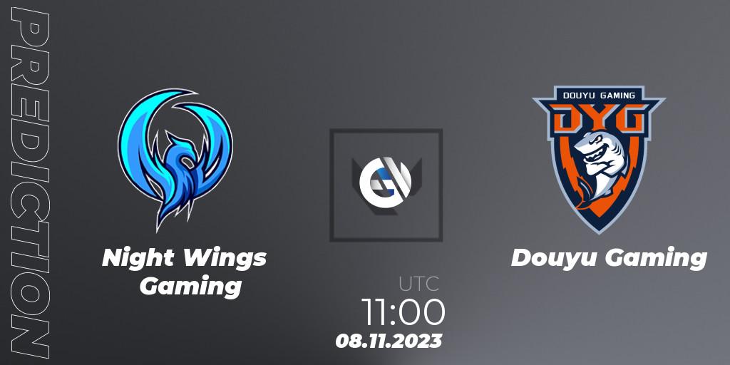 Night Wings Gaming vs Douyu Gaming: Betting TIp, Match Prediction. 08.11.23. VALORANT, VALORANT China Evolution Series Act 3: Heritability - Play-In