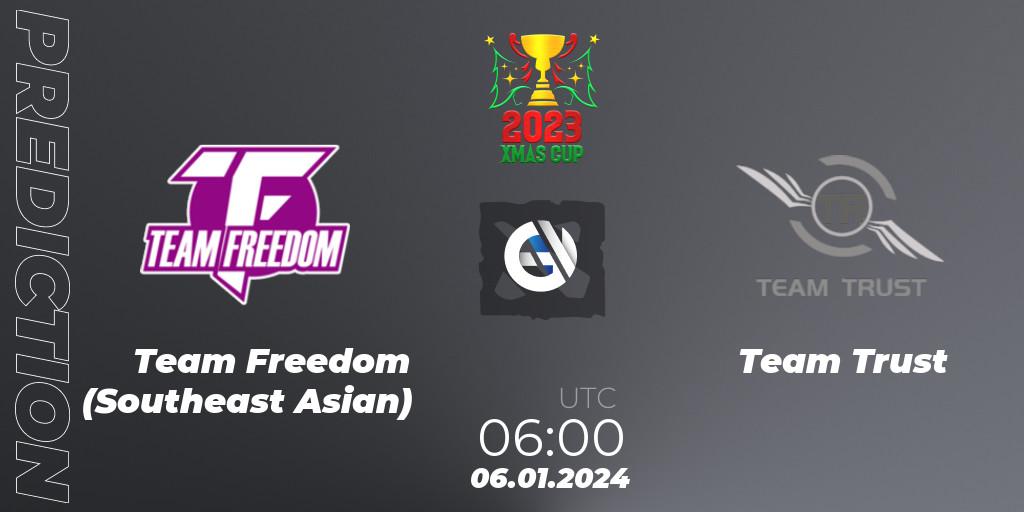 Team Freedom (Southeast Asian) vs Team Trust: Betting TIp, Match Prediction. 06.01.2024 at 06:00. Dota 2, Xmas Cup 2023