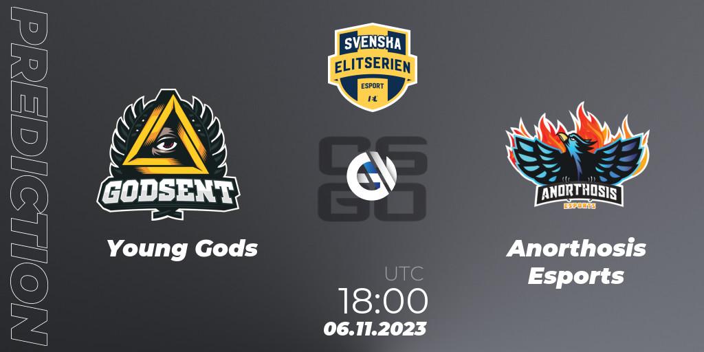 Young Gods vs Anorthosis Esports: Betting TIp, Match Prediction. 06.11.2023 at 18:00. Counter-Strike (CS2), Svenska Elitserien Fall 2023: Online Stage