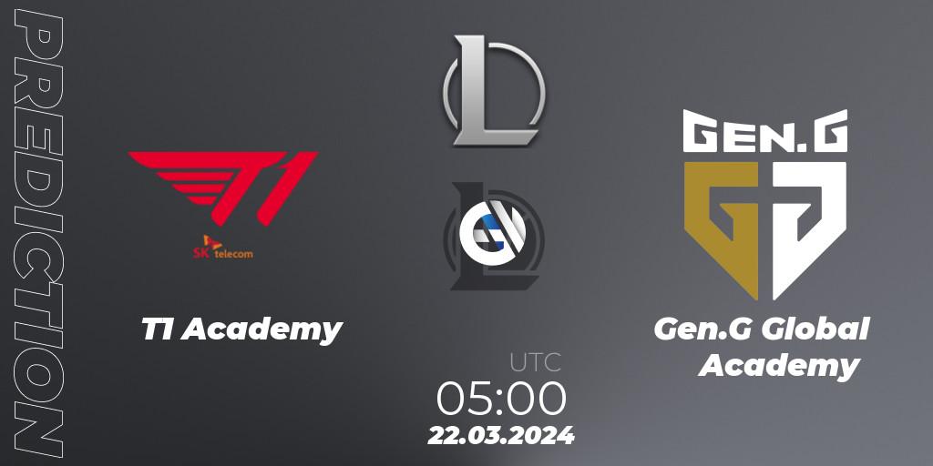T1 Academy vs Gen.G Global Academy: Betting TIp, Match Prediction. 22.03.24. LoL, LCK Challengers League 2024 Spring - Group Stage