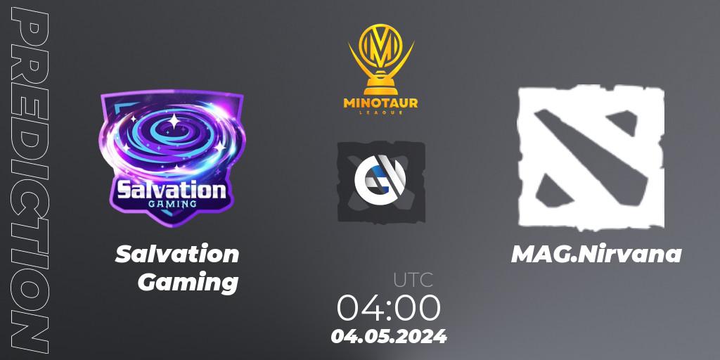Salvation Gaming vs MAG.Nirvana: Betting TIp, Match Prediction. 04.05.2024 at 06:00. Dota 2, Minotaur League