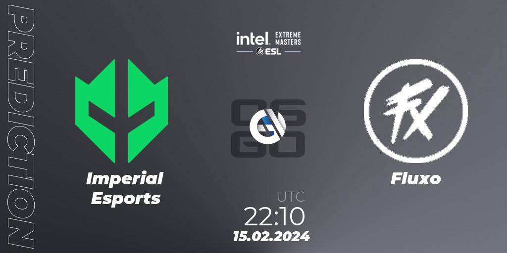 Imperial Esports vs Fluxo: Betting TIp, Match Prediction. 15.02.2024 at 22:10. Counter-Strike (CS2), Intel Extreme Masters Dallas 2024: South American Open Qualifier #1