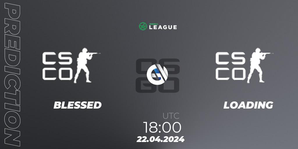 BLESSED vs LOADING: Betting TIp, Match Prediction. 22.04.2024 at 18:00. Counter-Strike (CS2), ESEA Season 49: Advanced Division - Europe