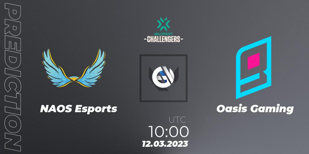 NAOS Esports vs Oasis Gaming: Betting TIp, Match Prediction. 12.03.2023 at 10:00. VALORANT, VALORANT Challengers 2023: Philippines Split 1