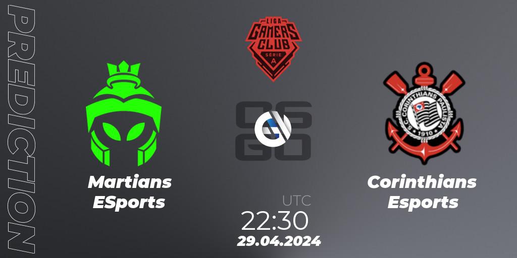 Martians ESports vs Corinthians Esports: Betting TIp, Match Prediction. 01.05.2024 at 22:00. Counter-Strike (CS2), Gamers Club Liga Série A: April 2024