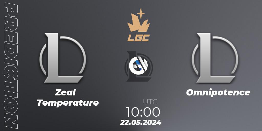 Zeal Temperature vs Omnipotence: Betting TIp, Match Prediction. 22.05.2024 at 10:00. LoL, Legend Cup 2024