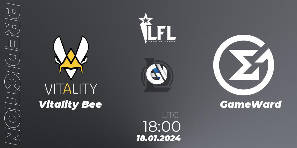 Vitality Bee vs GameWard: Betting TIp, Match Prediction. 18.01.2024 at 18:00. LoL, LFL Spring 2024