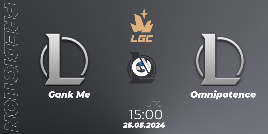 Gank Me vs Omnipotence: Betting TIp, Match Prediction. 25.05.2024 at 15:00. LoL, Legend Cup 2024