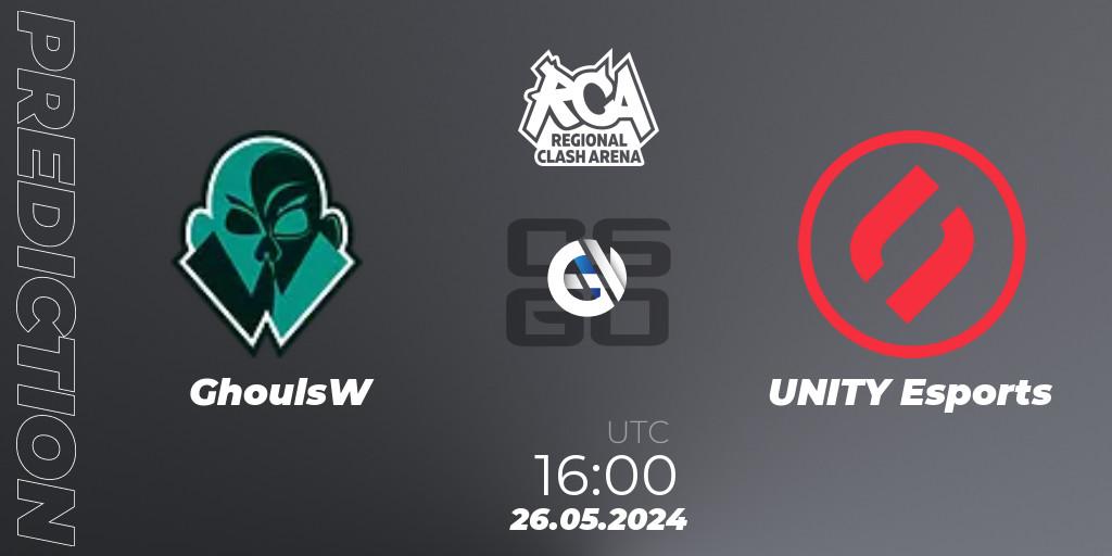 GhoulsW vs UNITY Esports: Betting TIp, Match Prediction. 26.05.2024 at 16:00. Counter-Strike (CS2), Regional Clash Arena Europe: Closed Qualifier