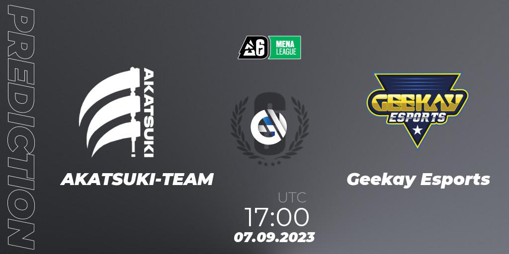 AKATSUKI-TEAM vs Geekay Esports: Betting TIp, Match Prediction. 07.09.2023 at 17:00. Rainbow Six, MENA League 2023 - Stage 2