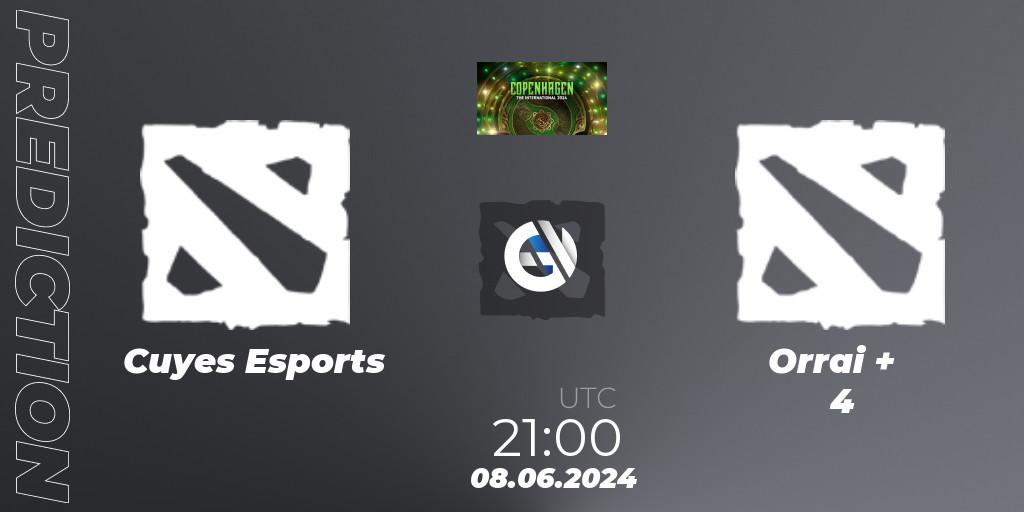 Cuyes Esports vs Orrai + 4: Betting TIp, Match Prediction. 08.06.2024 at 21:00. Dota 2, The International 2024: South America Open Qualifier #2