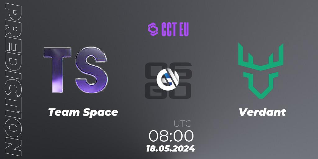 Team Space vs Verdant: Betting TIp, Match Prediction. 18.05.2024 at 08:00. Counter-Strike (CS2), CCT Season 2 European Series #3