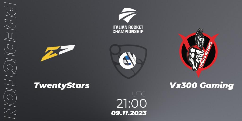TwentyStars vs Vx300 Gaming: Betting TIp, Match Prediction. 09.11.2023 at 21:00. Rocket League, Italian Rocket Championship Season 11Serie A Relegation