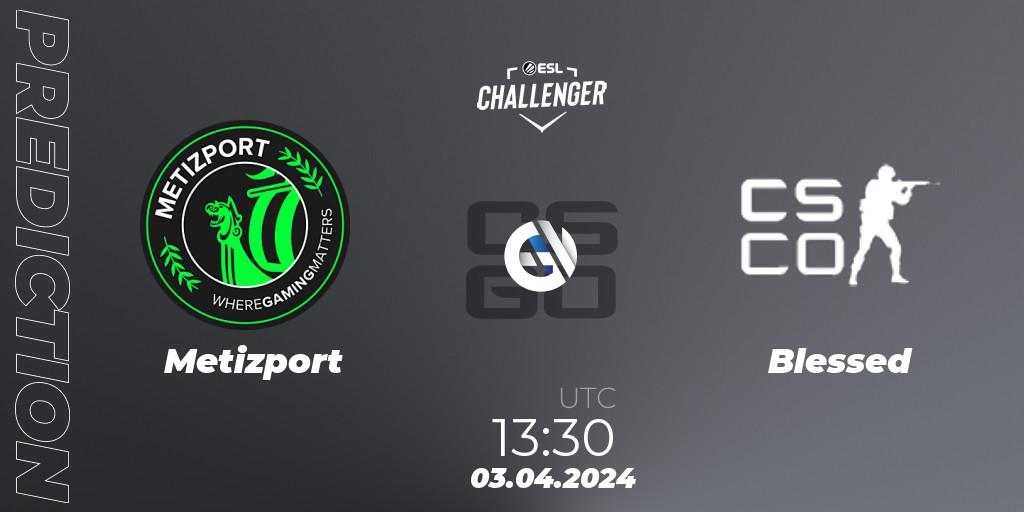 Metizport vs BLESSED: Betting TIp, Match Prediction. 03.04.2024 at 13:30. Counter-Strike (CS2), ESL Challenger #57: European Closed Qualifier