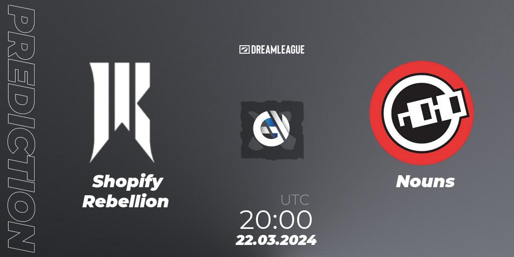 Shopify Rebellion vs Nouns: Betting TIp, Match Prediction. 22.03.2024 at 20:20. Dota 2, DreamLeague Season 23: North America Closed Qualifier
