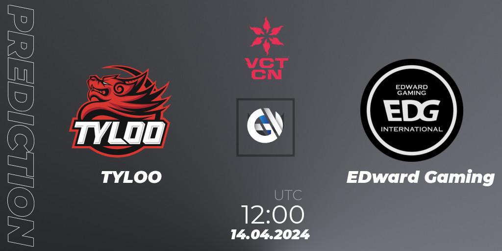 TYLOO vs EDward Gaming: Betting TIp, Match Prediction. 14.04.2024 at 12:00. VALORANT, VALORANT Champions Tour China 2024: Stage 1 - Group Stage
