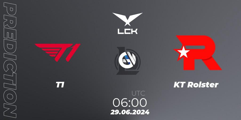 T1 vs KT Rolster: Betting TIp, Match Prediction. 29.06.2024 at 06:00. LoL, LCK Summer 2024 Group Stage
